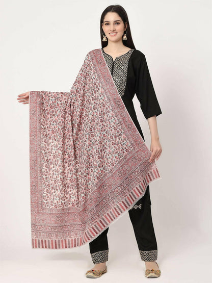 White Fine Wool Kani Multiweave Shawl for women - HalfPe