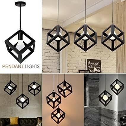 M.K Lights & Co. AC 110V 60-Watts Metal Cube Ceiling Light (Color Black, Pack of 2) - HalfPe