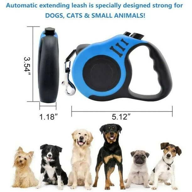 PetGains PGGGZ 3M Retractable Leash Automatic Flexible Pet Dog Leash (Blue) - HalfPe