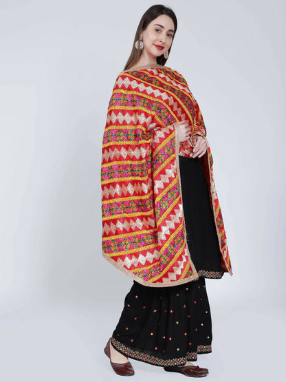 Phulkari dupatta (multi-color) - HalfPe