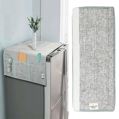 WISHLAND Combo Pack of Fridge Top Cover with 6 Utility Pockets and Fridge Handle Cover(Size : 39X21 & 12X6 Inches, Set of 2 Pc) - HalfPe