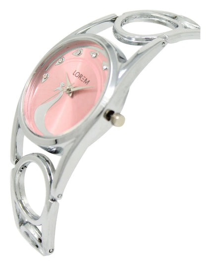 LOREM Pink Peacock Design Analog Watch For Women LR233 - HalfPe