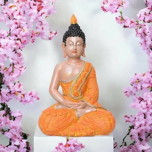 KariGhar Antique Meditating Buddha Statue Idol Perfect for Home | Prayer Room | Living Room | Decoration & Gifting (A0109 (14 in)) - HalfPe