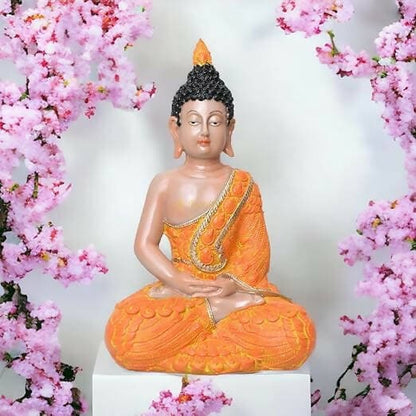 KariGhar Antique Meditating Buddha Statue Idol Perfect for Home | Prayer Room | Living Room | Decoration & Gifting (A0109 (14 in)) - HalfPe