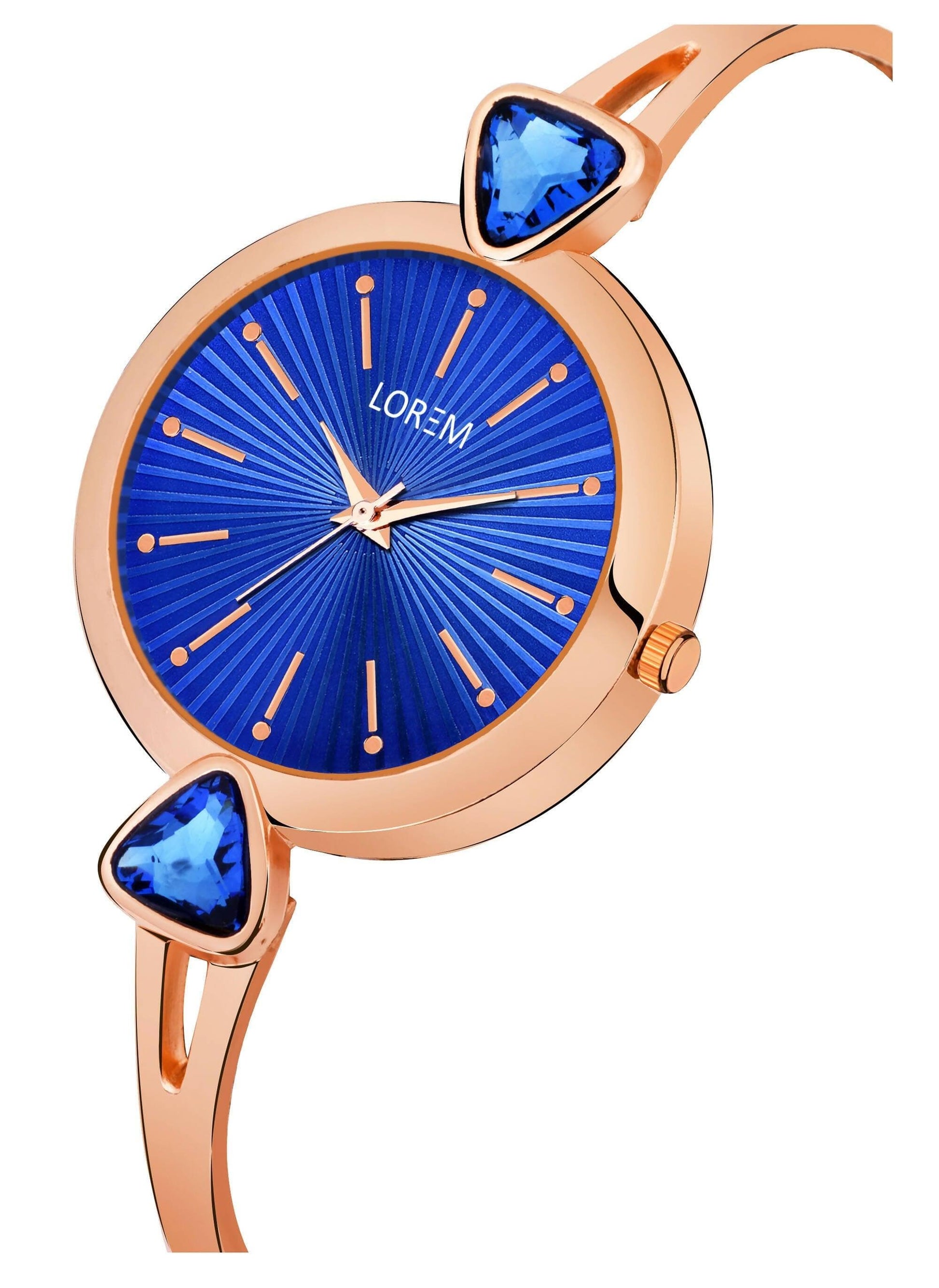 LOREM Blue Fancy Stone Analog Watch For Women LR276 - HalfPe