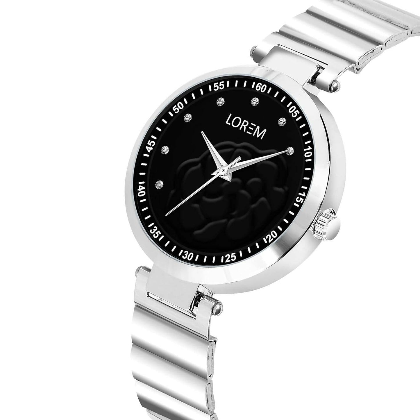 LOREM Black Fancy Analog Watch For Women - HalfPe