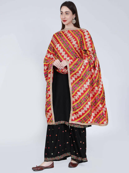 Phulkari dupatta (multi-color) - HalfPe