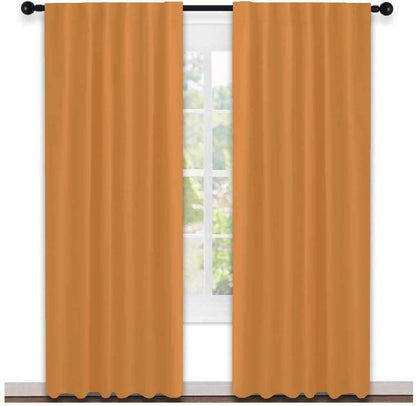 Lushomes curtains 7 feet long set of 2, Cotton Curtains, Door Curtains, Cotton Yellow Rod Pocket Curtain and Drapes for Door Size: 137X213 cm,Pack of: 2 (54x84 Inches, Set of 2) - HalfPe