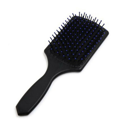 SENECIO Wide Tooth End Rounded Design Flat Black Massage Comb Hair Styling Brush Tool - HalfPe