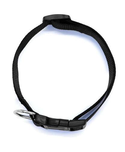 Squif Adjustable Nylon Dog Neck Collar with Safety Buckle, Metal D-Ring to Attach Leash| Dog Neck Belt (Black) | Size- M (Pack of 2) - HalfPe