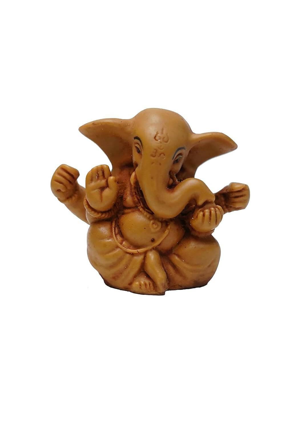 KariGhar Ganesha Idol for Car Dashboard Home Gifting (Brown, 1.3X2.5X2 inches) - HalfPe