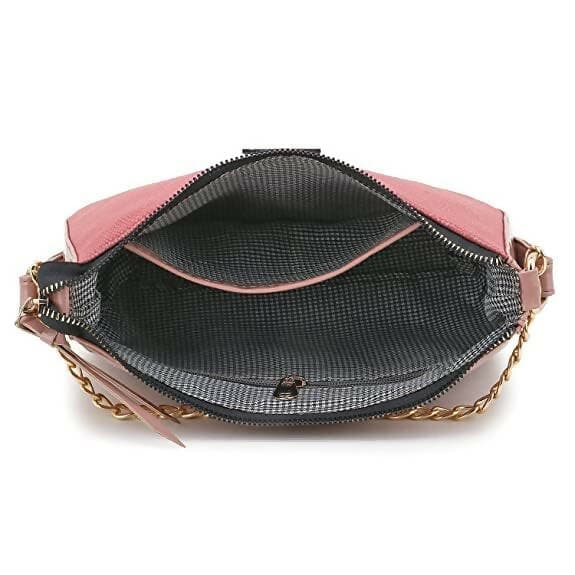 SAGIRON Women Girls Quilted Sling Bag with Gold Chain (Pink) - HalfPe