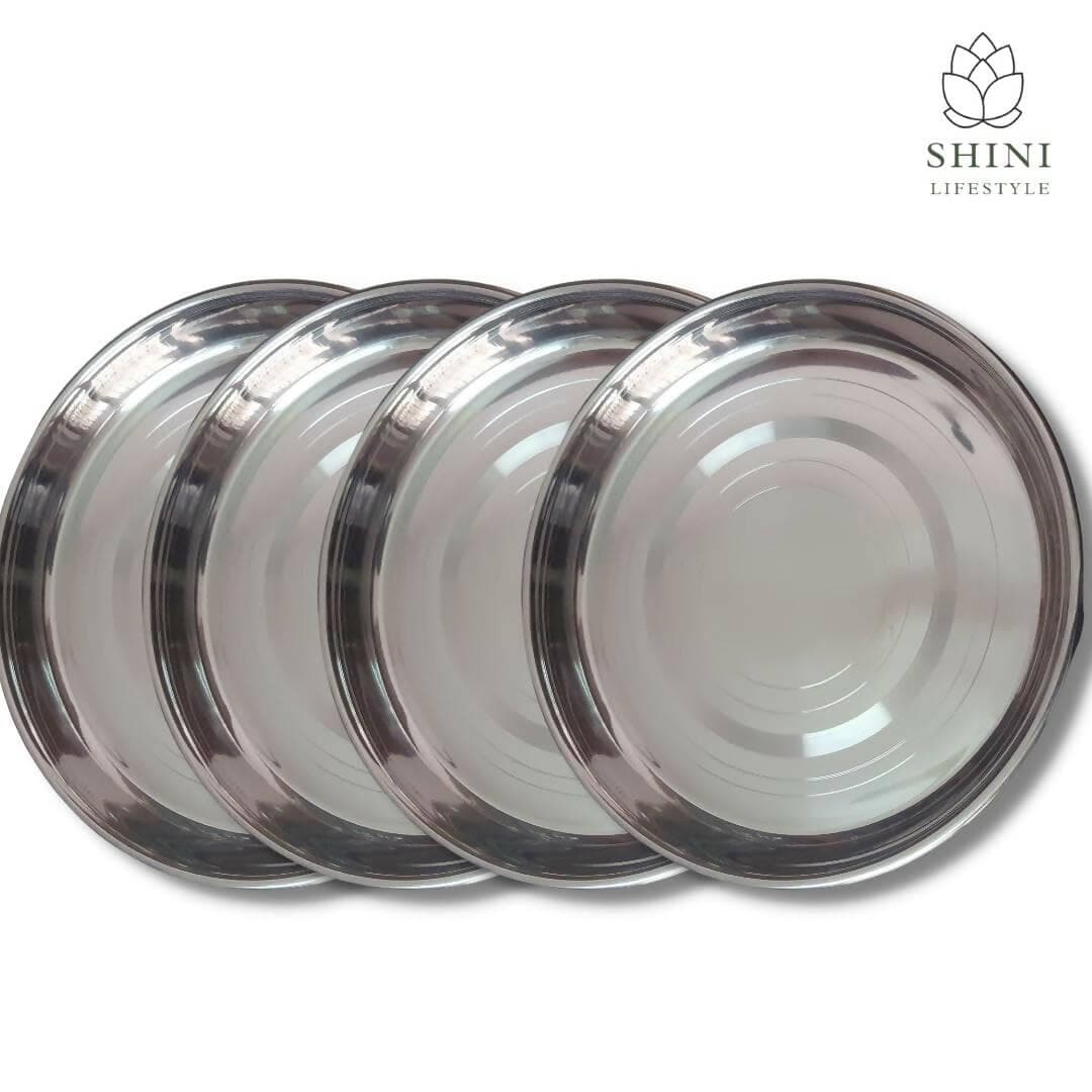 SHINI LIFESTYLE Stainless Steel Plates (Pack of 4) - HalfPe