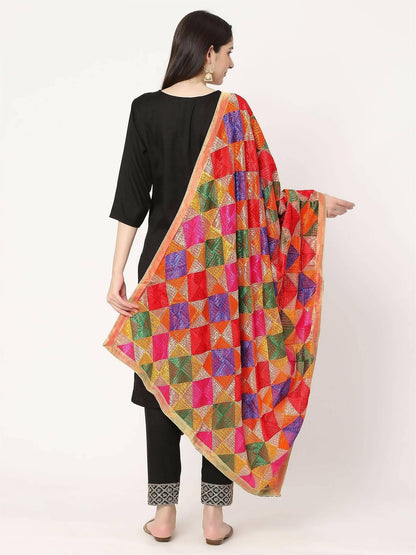 Phulkari Multicoloured Bagh Dupatta - HalfPe