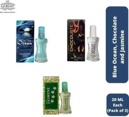 Gimani Blue Ocean, Chocolate and Jasmine Perfume 20ml Each (Pack of 3) - HalfPe