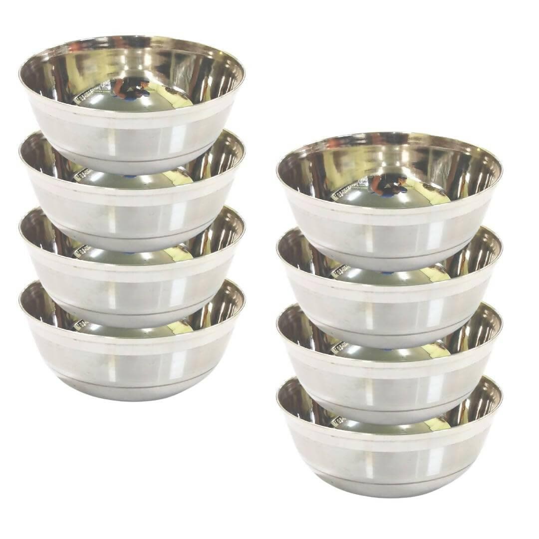 SHINI LIFESTYLE Stainless Steel Serving Bowl (Pack of 8) - HalfPe