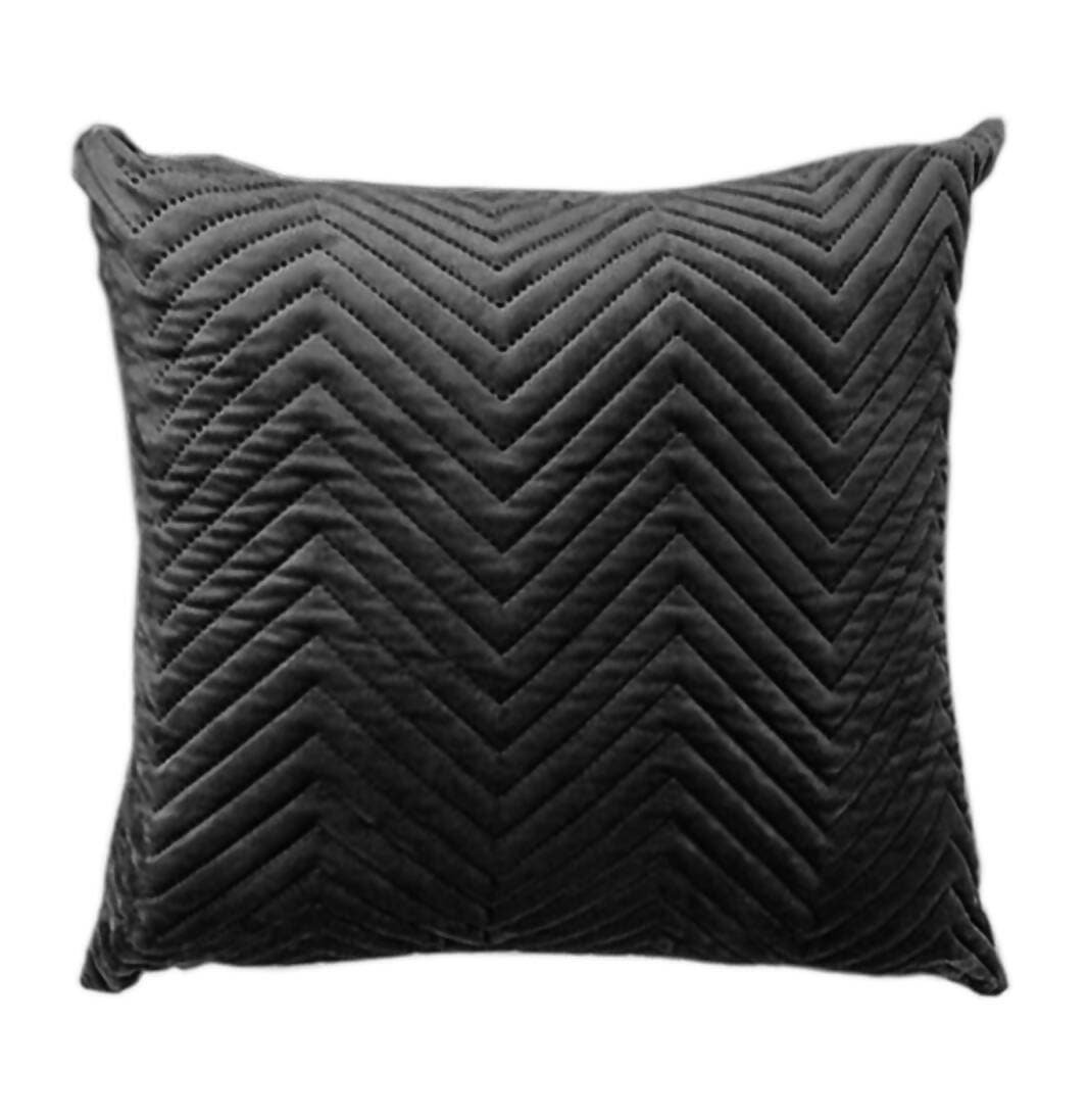 Quilted Velvet Cushion Cover with Top Zipper, Pillow Covers, Square, Big Sofa Cover, 16 x 16 Inches, Pack of 1, cushion covers 16 inch x 16 inch, festive cushion covers (40x40 Cms, Black) - HalfPe