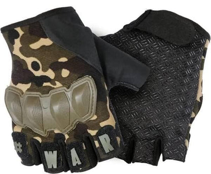 Riding Cycling Weight Lifting Half Finger Hard Knuckle Tactical Gloves Riding Gloves (ARMY GREEN)  - HalfPe