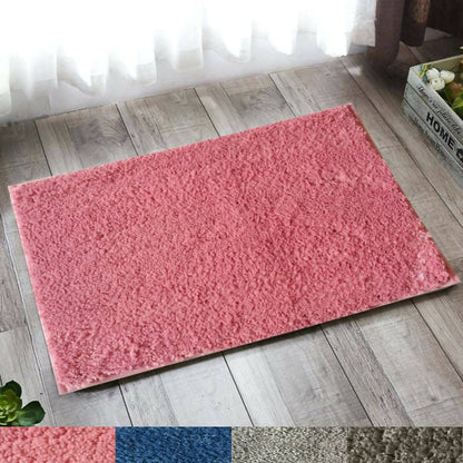 Lushomes Bathroom Mat, 1800 GSM Floor Mat with High Pile Microfiber, anti skid mat for bathroom floor, bath mat, door mats for bathroom, kitchen mat, mats (16 x 24 Inch, Pink) - HalfPe