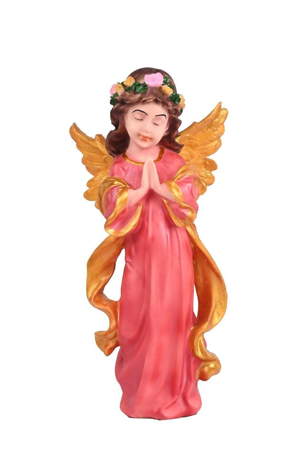 KariGhar Resin Pink Praying Angel Statue Catholic Idol for Home | Prayer Room Decoration, (Pink, 12 Inches) - HalfPe