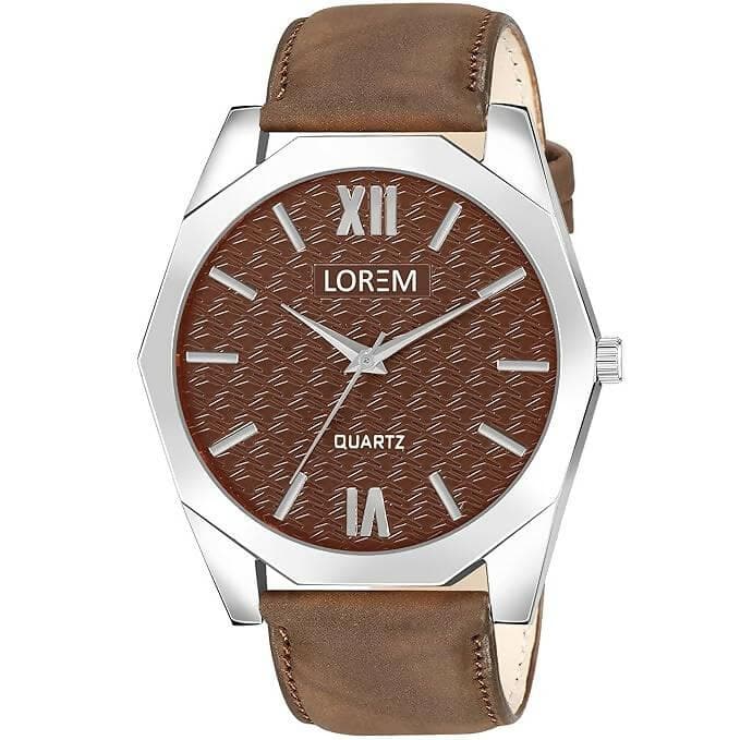 LOREM Brown 3d embossed Dial Analog Watch For Men LR85 - HalfPe