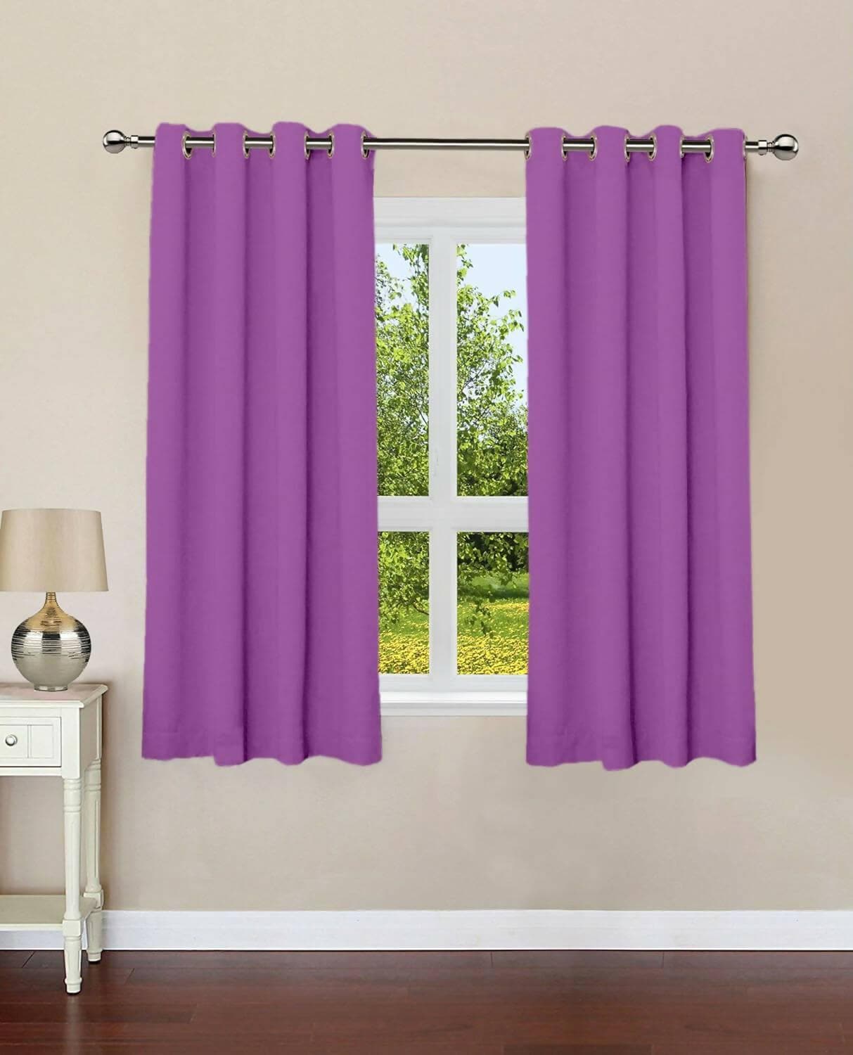 Lushomes Plain Cotton Curtains for Living Room/Home with 8 Eyelets for Long Door - HalfPe