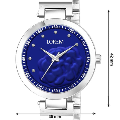 LOREM Blue Fancy Analog Watch For Women - HalfPe