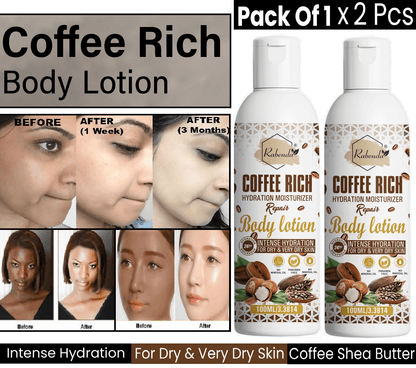 Rabenda Coffee Rich Hydration Moisturizer Body Lotion with coffee & Shea Butter (Pack of 2 - 100ML) - HalfPe