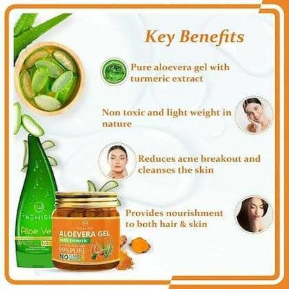 Newish Organic Non-Toxic Aloe Vera Gel for Acne, Scars, Glowing & Radiant Skin Treatment - 200g (Pack of 2) - HalfPe