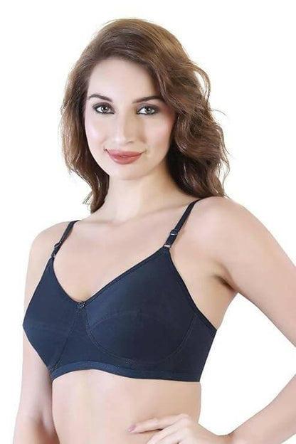 Non Padded Side Support Bra (navy) - HalfPe