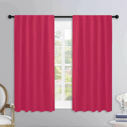 Lushomes curtains 5 feet long set of 2, Cotton Curtains, Door Curtains, curtain 5 feet, Cotton Pink Rod Pocket Curtain and Drapes for Door Size: 137X153 cm,Pack of: 2 (54x60 Inches, Set of 2) - HalfPe