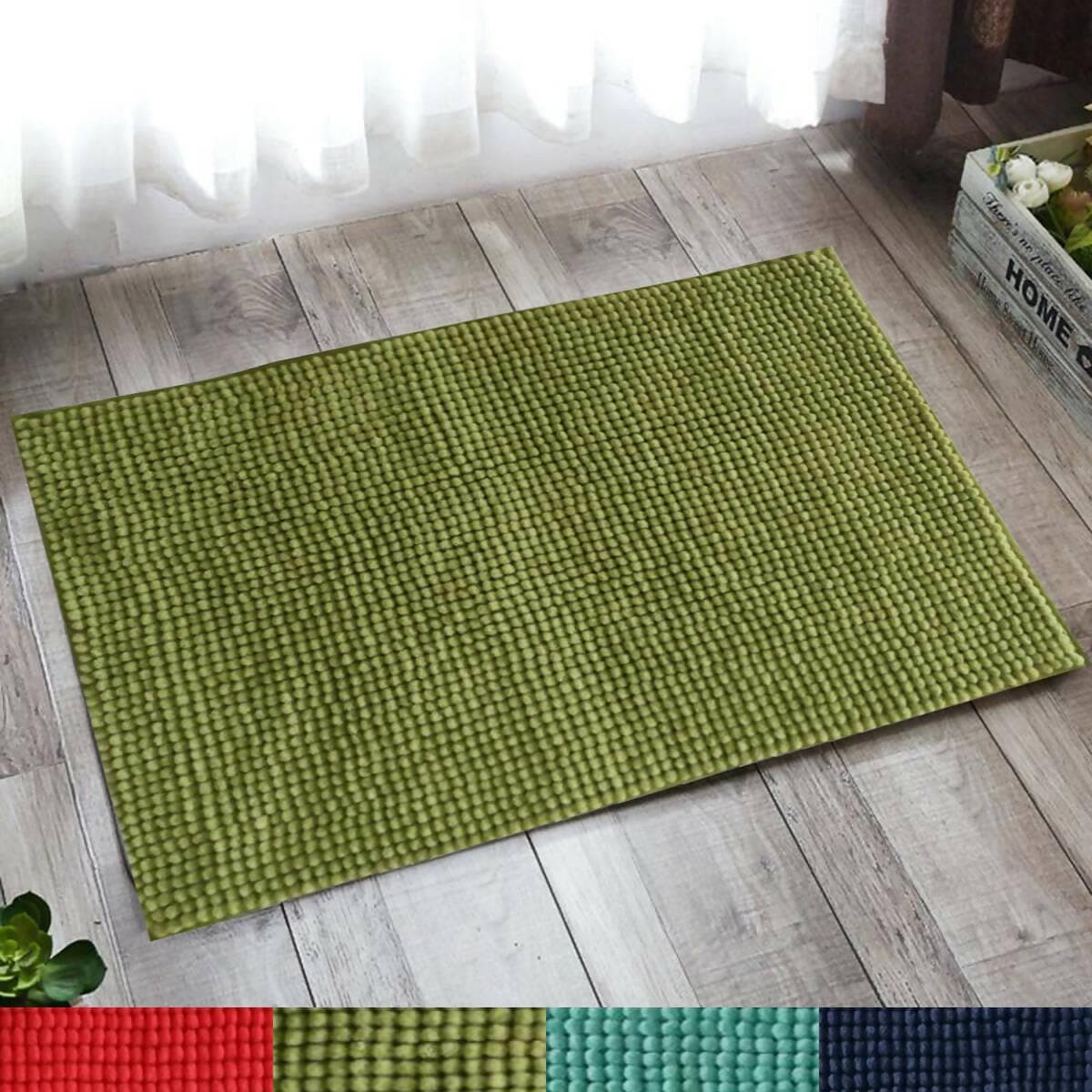 Lushomes Bathroom Mat, floor mats for home, anti slip mat, non slip mat, 1800 GSM Floor Mat with High Pile Microfiber, mat for bathroom floor, Anti Skid Spray Backing (12x18 Inch, Grey) - HalfPe