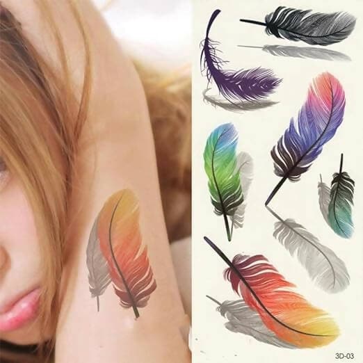 SENECIO Colorful Feathers Mini Design Waterproof Temporary Body Tattoo - HalfPe