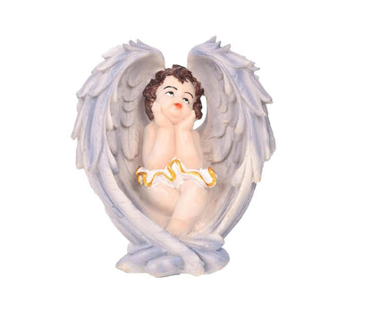 KariGhar Resin Blue Sitting Angel on Wings Statue Catholic Idol for Home | Prayer Room - HalfPe