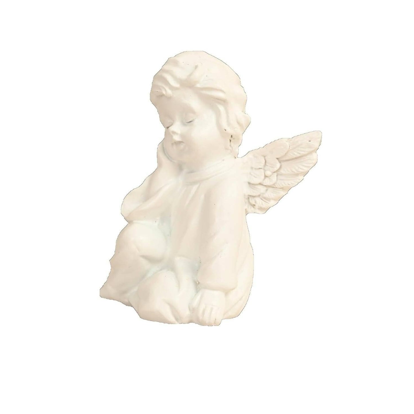 KariGhar Resin Small White Sitting Angel Statue Idol for Home - HalfPe