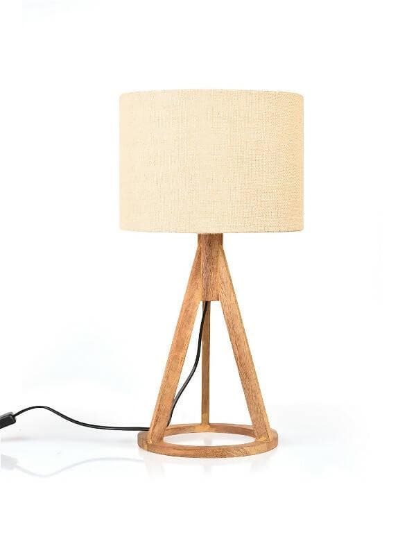 Jute White Trio Wooden Lamp - HalfPe