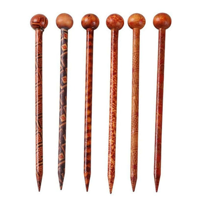 SENECIO Ethnic Retro Printed Hair Stick For Juda & Bun Pin (Set of 6Pc) - HalfPe