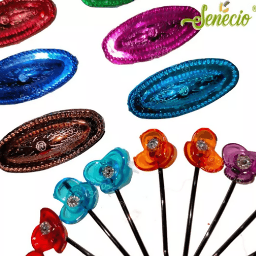 SENECIO 18Pcs Floral Bobby Pin Hair Pin With Metallic Finish Acrylic Saree/Scarf/Hijab Pin Brooch Set For Girls & Women - HalfPe