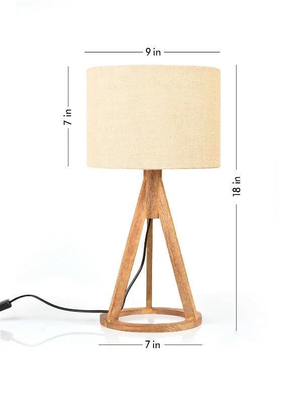 Jute White Trio Wooden Lamp - HalfPe