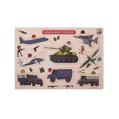 ZUDO toys Wooden Indian Army vehicle Puzzle Board for Boys and Girls - HalfPe