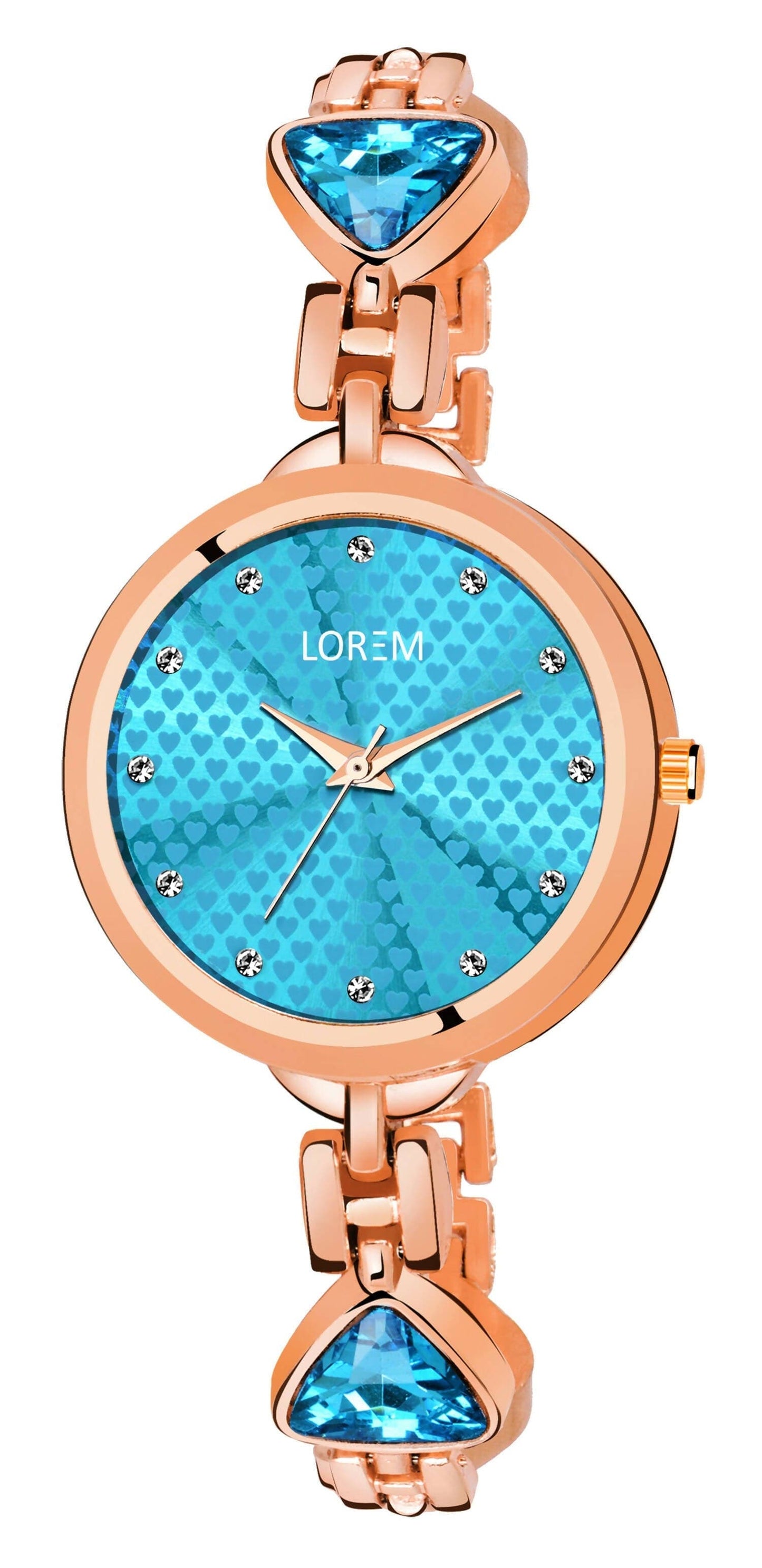 LOREM Blue Diamonds Studded Analog Watch For Women LR281 - HalfPe