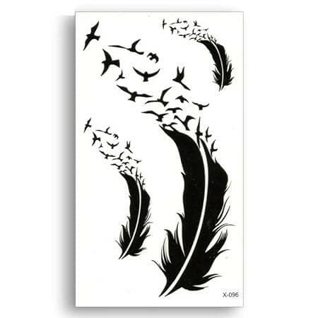 SENECIO 3D Black Feathers Mini Design Waterproof Temporary Unisex Body Tattoo - HalfPe