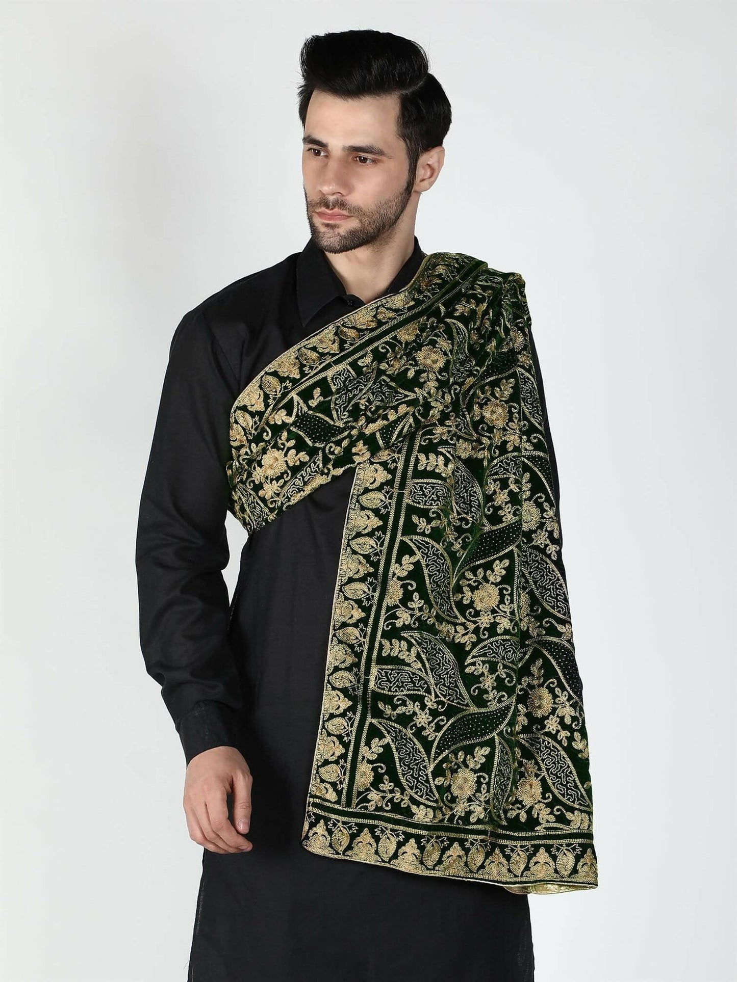 Moda Chales Men's Shawl (Green) - HalfPe