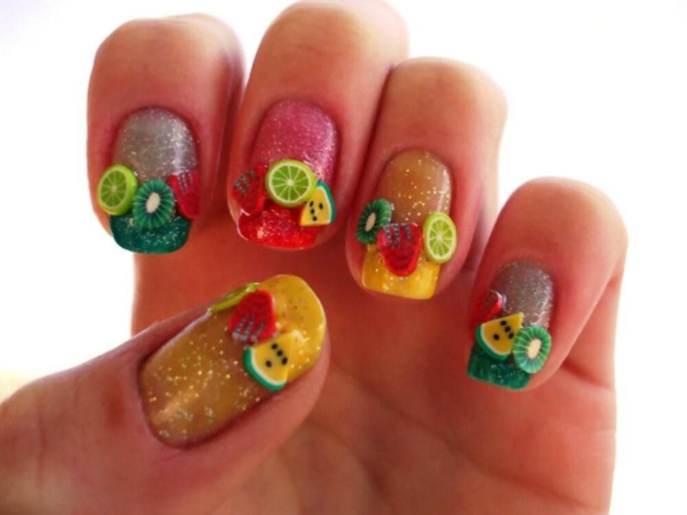 SENECIO Fruit Fimo Nail Art Multicolor 3D Clay Slice Tips Decoration With 6cm Wheel - HalfPe