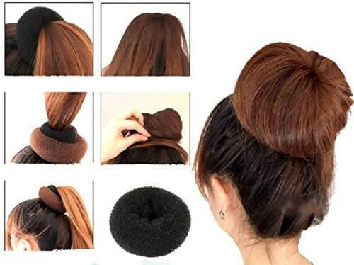 SENECIO Magic Donut Style Nylon Wire Stretchable Ring Hair Volumizer Bun Maker Visit the SENECIO Store (Medium Size 8.2cm ) - HalfPe