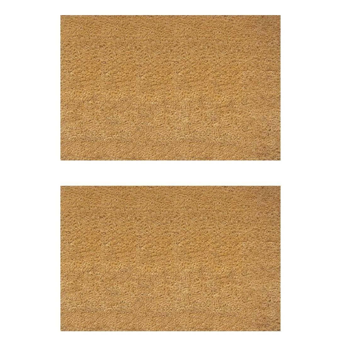 Mats Avenue Natural Coir Door Mat Brown Color PVC Tufted Pattern for All Season 40x60 cm (Set of 2) - HalfPe