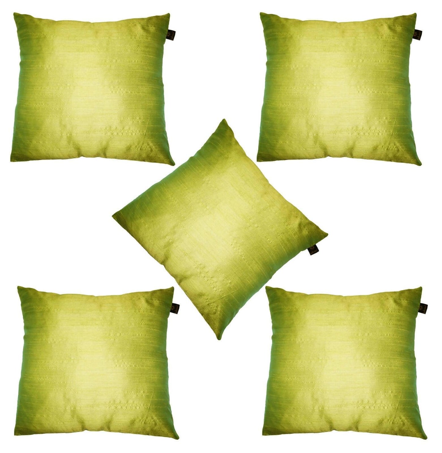 Lushomes Green cushion cover 12x12, cushion covers 12 inch x 12 inch, Faux Silk Cushion Cover, sofa cushion covers, sofa pillow cover (Set of 5, 12x12 Inches) - HalfPe