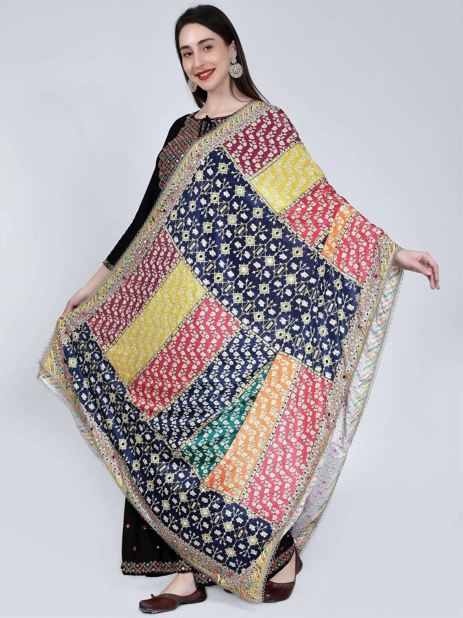 Chiffon Digital Print Pakistani Dupatta with Mirror Work (multi-color) - HalfPe