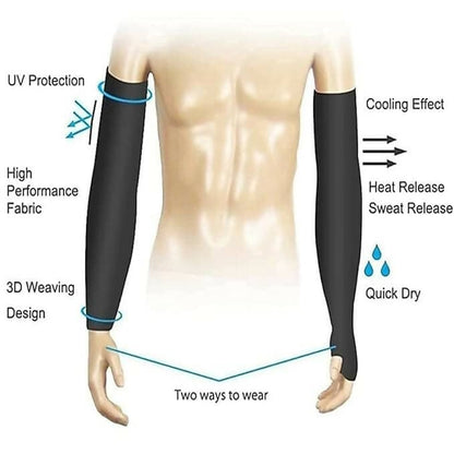 SENECIO UV Sun Protection Arm Cover Sleeves Cooling Long Sleeves Universal Fit for Men&Women&Kids (Black Arm Sleeves) - HalfPe