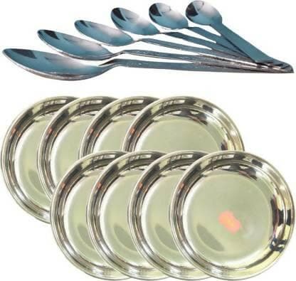 SHINI LIFESTYLE Stainless Steel Halwa Plate Dish/Small Halwa Plates (Pack of 16) - HalfPe